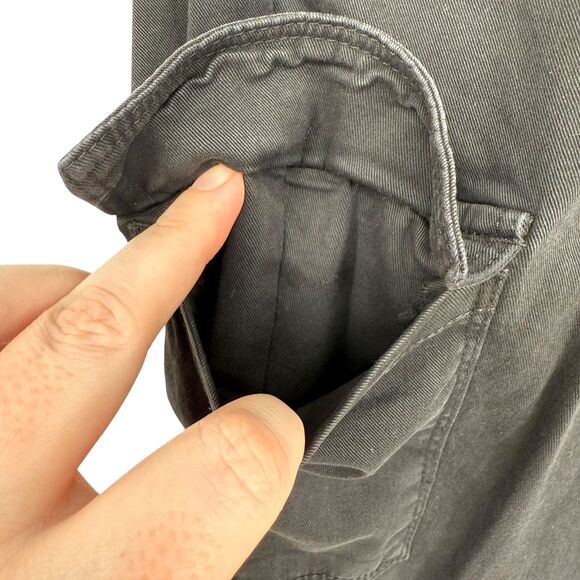 J. Jill Black Cargo Pants Size 12 Cotton Stretch Tapered Snap Ankle Tab 5 Pocket - Picture 7 of 13